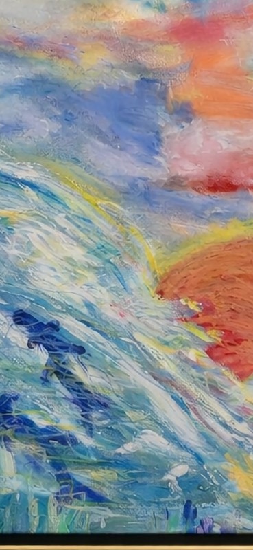 Original Acrylic Abstract Seascape Painting 24x30 Sunset Ocean Canvas Art. gallery