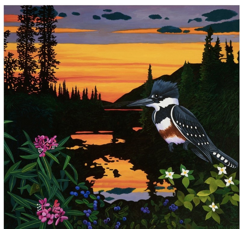 Billy Hassell: Night Fishing on the Wind River Framed Signed Original Oil