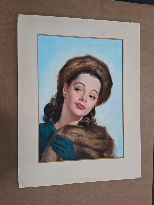 FREDERICK SANDS BRUNNER - ORIGINAL PASTEL PAINTING - BROWN EYES STOLE MY HEART gallery