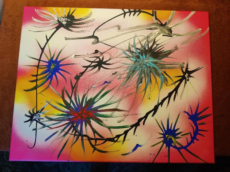 Mixed Media/Abstract/canvas/Original/Signed/ «Sealife» 16 x20