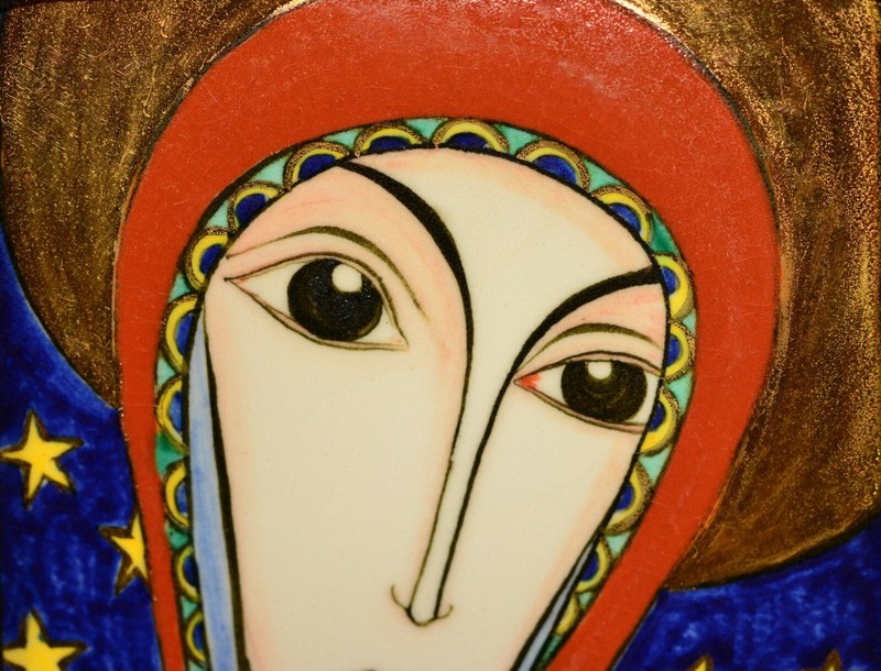 SERGEY SMIRNOV Original Vintage Signed Madonna Icon Enamel Portrait Oil Painting gallery
