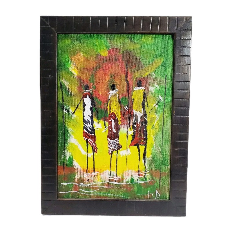 Original Oil Painting Maasai Warriors African Tribal Art