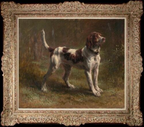 Handmade Old Master-Art Antique Oil Painting Portrait Animal Dog On Canvas 20×24