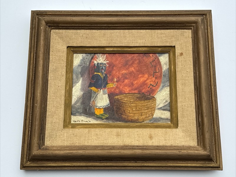 OLD NATIVE AMERICAN INDIAN KACHINA PAINTING WITH BASKET DOLL POT PLATE PRINGLE