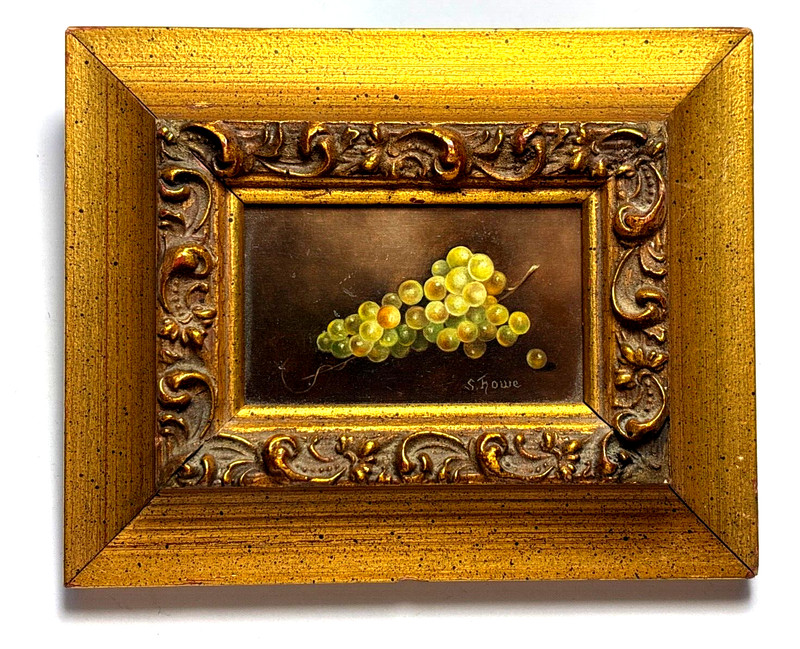 Miniature Oil Painting Grape Vine S. Howe 4x5 gallery