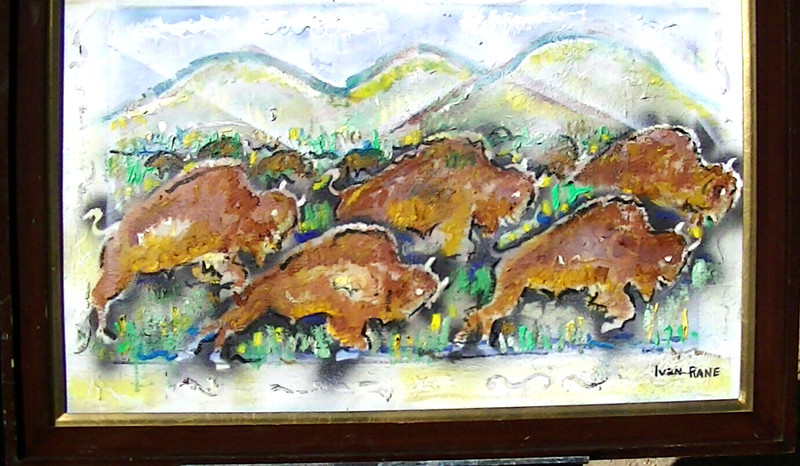 Ivan Rane 2023 Painting » RETURN OF THE BUFFALO» Oil on canvas 24T»X36″W