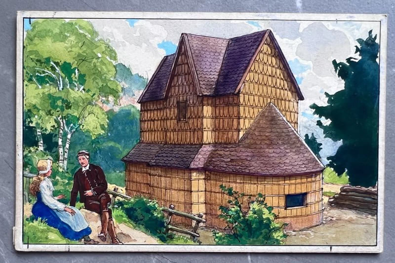 Antique Original Drawing Gouache, Illustration, Scandinavia gallery