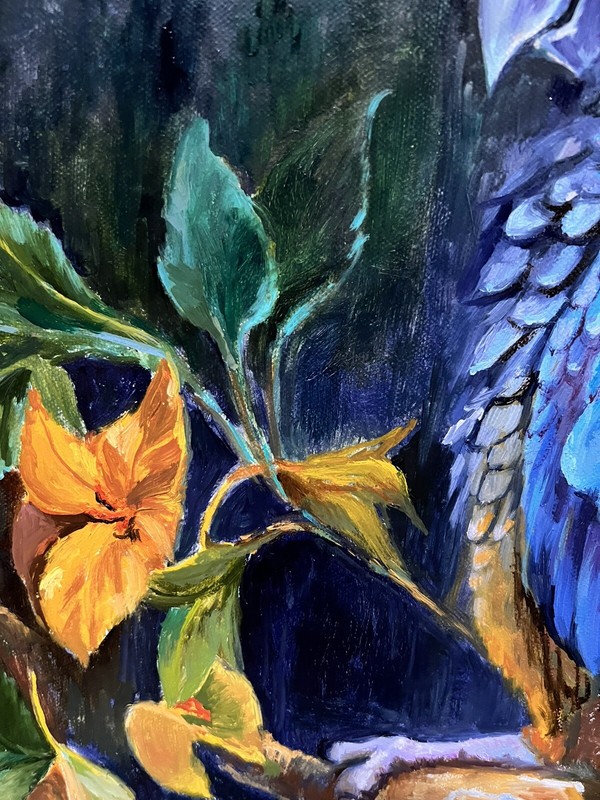Parrot Portrait, Original Painting oil, 16x20 inches, Handmade Gift, Home Decor gallery