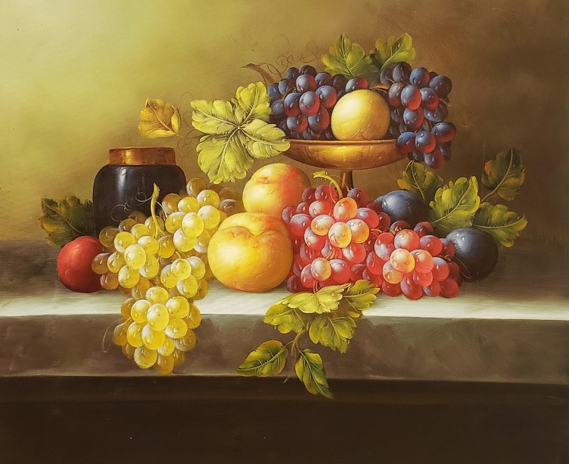 Fruits Still Life #3D-3, 20×24, 100% hand Painted Oil Painting on Canvas