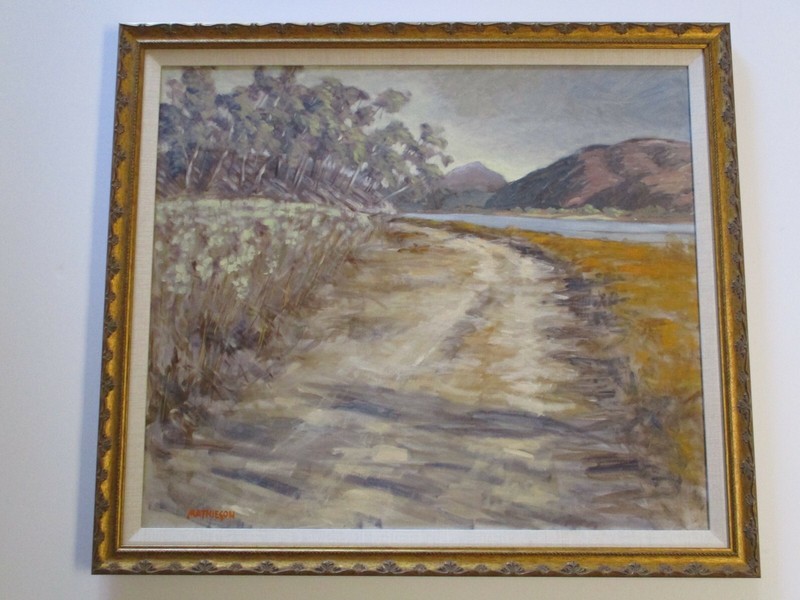LARGE AMERICAN PAINTING LANDSCAPE IMPRESSIONIST IMPRESSIONISM LAKE TRAIL LAGOON