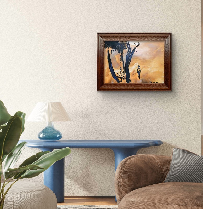 A Journey Original Abstract Figurative Acrylic Painting Paper Art by Basil gallery