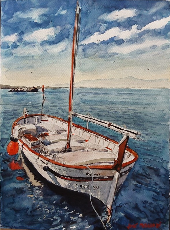 Watercolor Original Painting 11″ x 15” » L’escala, Spain» NOT A PRINT