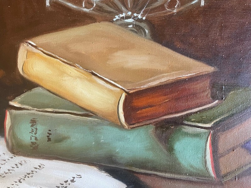 Janos Czene Apatfalvi - Menorah, Torah Scroll, Tallit Shawl and Books - Judaica gallery