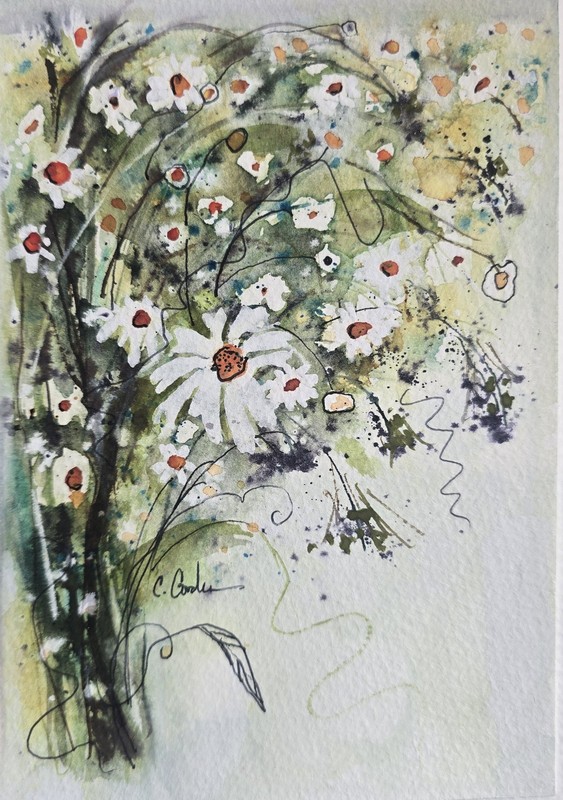 Original Signed Watercolor Painting. Floral. Daisy. Wildflowers. Wall art. gallery