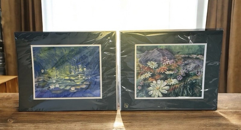 Art Print Set Of 2 Flowers & Lilies By Danielle V. Good Impressionism Art Matted