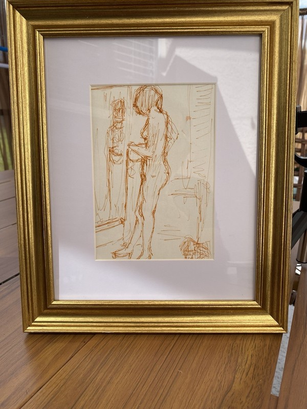 Nude Study In Drawing By DC Artist Ron Demetro UNFRAMED 6x9 In gallery