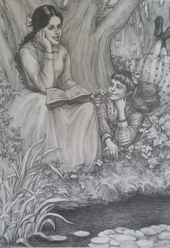 Telling Stories, Original Pencil Illustration,Published, Size 8″x11″, 2004, US