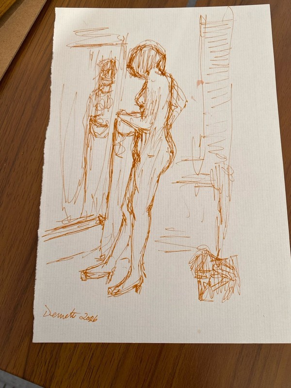 Nude Study In Drawing By DC Artist Ron Demetro UNFRAMED 6x9 In gallery
