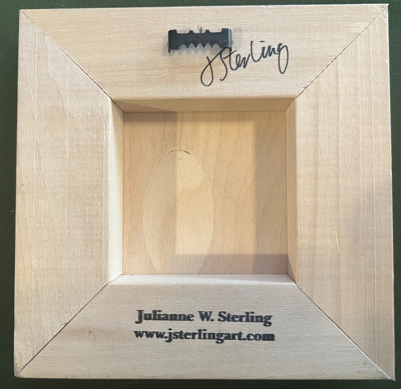 Julianne W Sterling Still Life Flower Painting on Wood Panel 6” Square Signed gallery