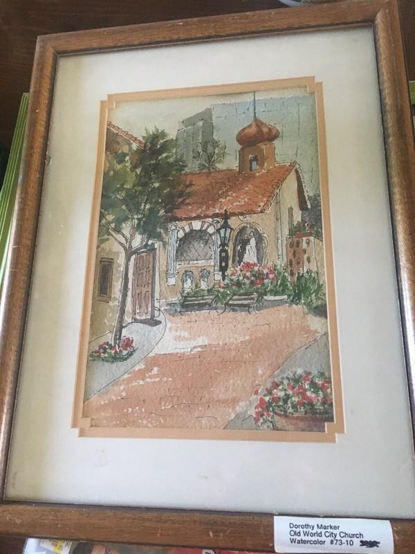 water color painting by dorothy marker 18 X 13 Inches – OLD WORLD CHURCH