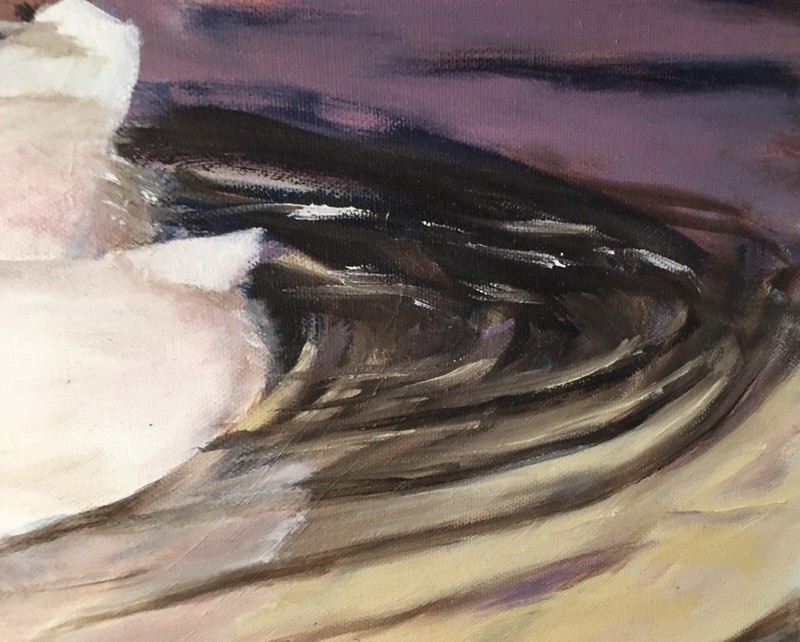 1999 Swan Reflection Painting D. Engel 18x20 Stretched Canvas gallery