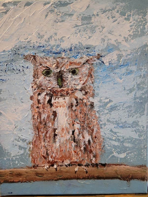 Textured Owl Painting Vibrant Abstract Expressionism Canvas Painting gallery