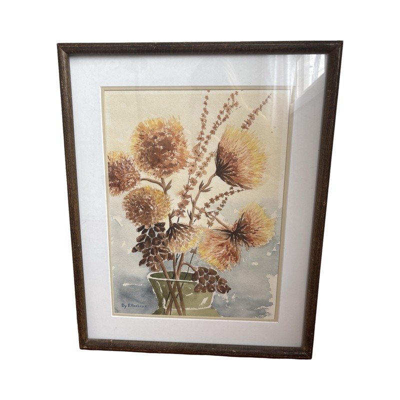 Byron “By” Ellerbrock Painting Original Art Winter Farm 11” X 16” Frame 17” X 20