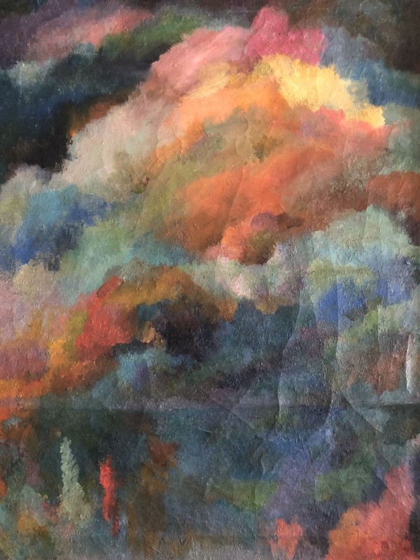 GRACE WOOD HERRING (1908-1992) "Atomic World” Ca 1950 Oil Abstract Framed gallery