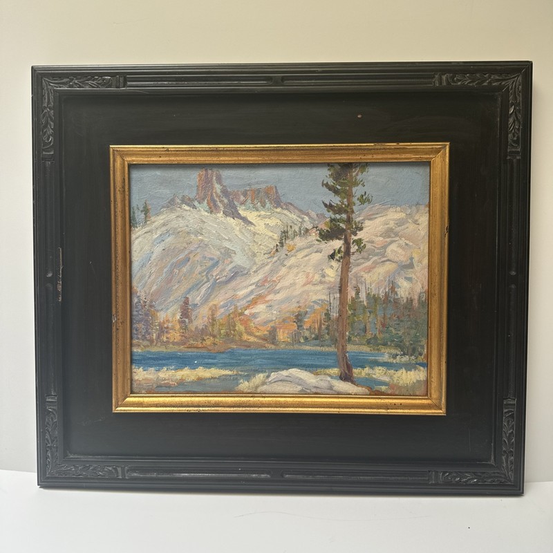 ANTIQUE PAINTING LANDSCAPE Mountains IMPRESSIONIST AMERICAN MYSTERY ARTIST OIL