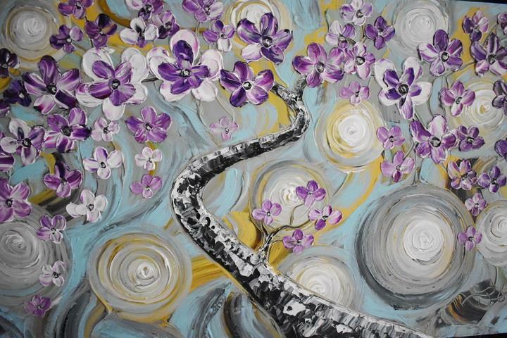 2013 ORIGINAL LARGE CONTEMPORARY COLORFUL OTO PAINTING FLOWERS ENTITLED "DREAM" gallery