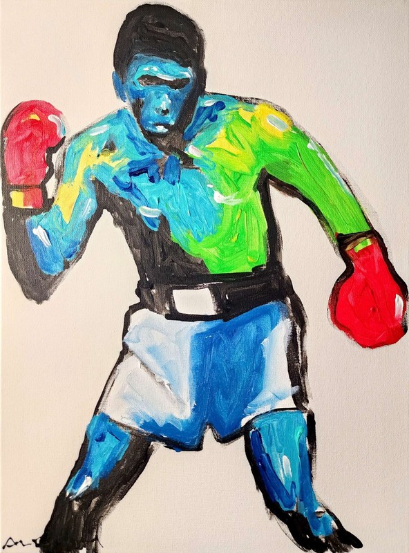 Original Boxing Painting Boxer Abstract Impressionist Art Canvas 11x14 Decor gallery