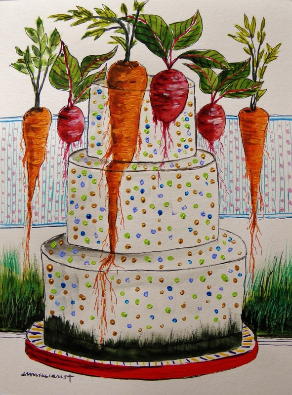 Original Bakery Sketch Cake Food Watercolor Impressionism