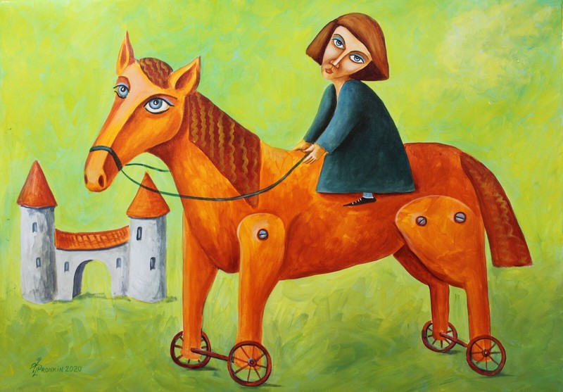 Original painting Oil canvas CONTEMPORARY MODERN ART by Pronkin 2020 REDHORSE