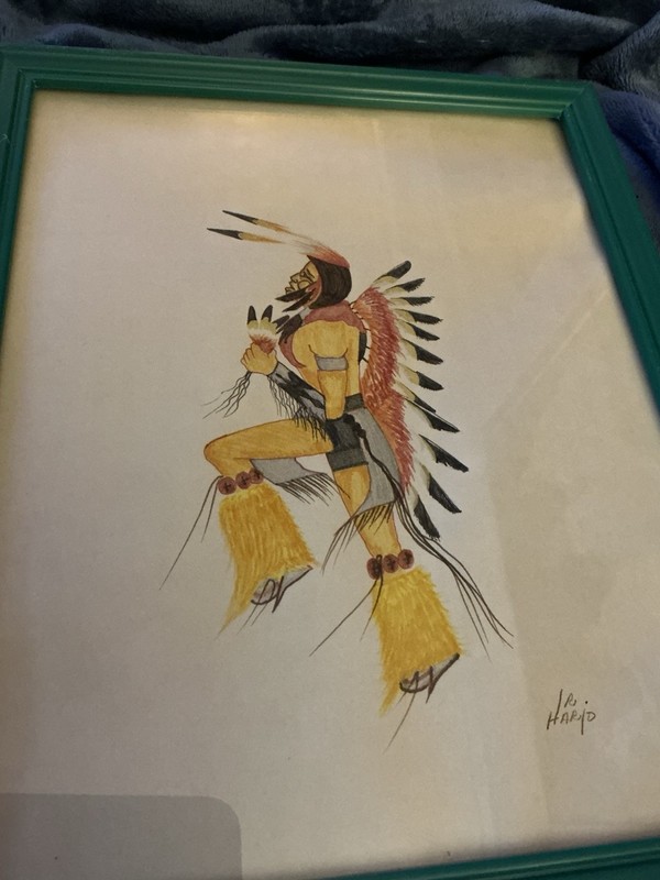 ORIGINAL ART, NATIVE AMERICAN Artist, Signed Richard Hanjo, Oklahoma Muskogee