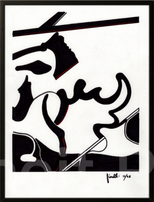 FINELLI ORIGINAL ARTWORK Ink on Paper 9×12 ABSTRACT Feeling Decor Home COA G6W