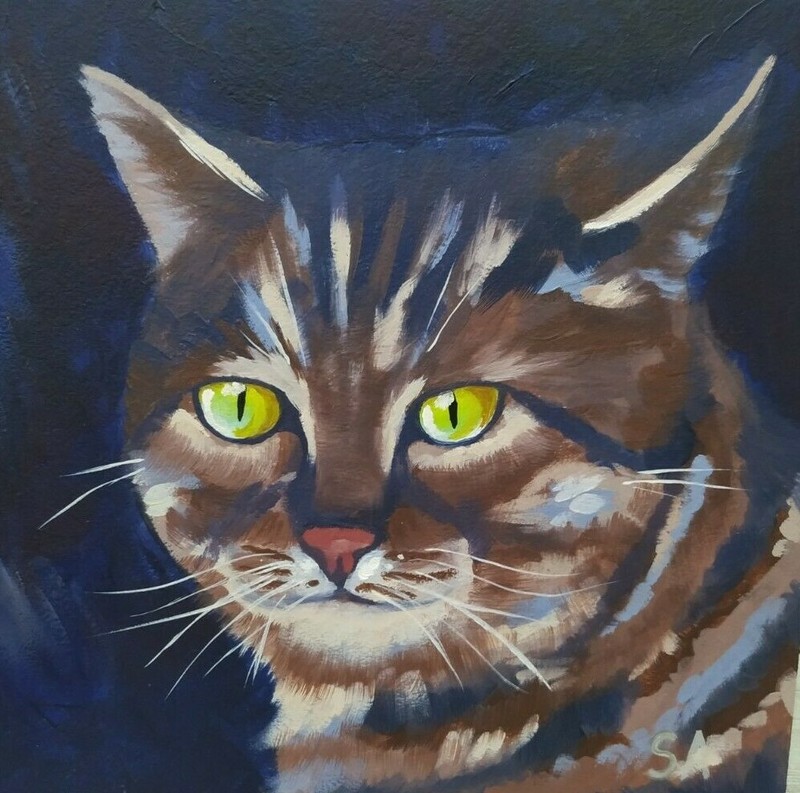 ORIGINAL OIL PAINTING Cat 4 by Alexandra Sergeyeva