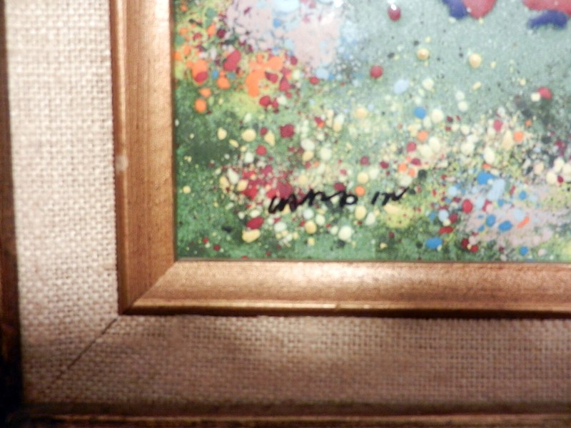 Artist Enamel on Copper Impressionist Spring Landscape with Children Framed 3603 gallery