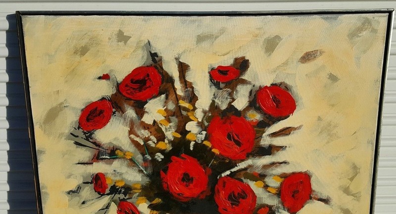 Signed Mid-Century Lg Abstract Floral Painting Lee Reynolds, Harris Strong Era gallery