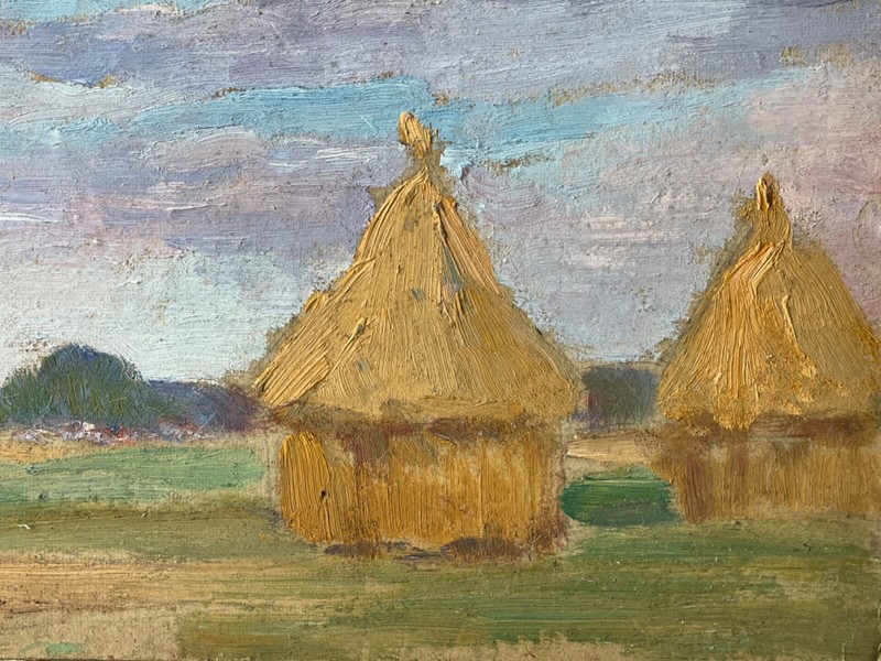 FRENCH IMPRESSIONISM ART - Haystacks Landscape Oil Painting gallery