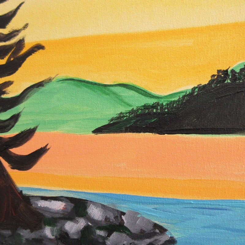 RiverRunArt Original Abstract 12x16 Landscape Mountains Acrylic Canvas Wall Art gallery