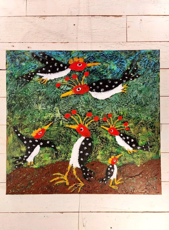 John Sperry Outsider Southern Primitive Folk Art BIRDs Painting Watch Me FLY gallery
