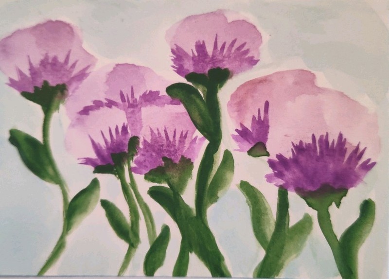 ACEO Original Watercolor Painting 2.5×3.5″ By Skye – Flowers Of Peace