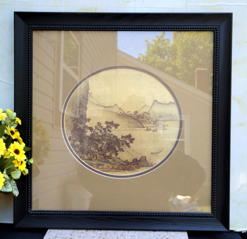 Vintage Asian Wall Art Landscape Print Black Frame