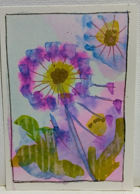 OOAK ACEO Watercolor Abstract Dandelion Floral Art Original Miniature Painting