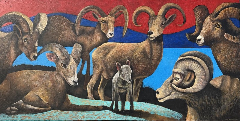 DON MCPHERSON Large Original Oil painting California artist “Bighorn Sheep”