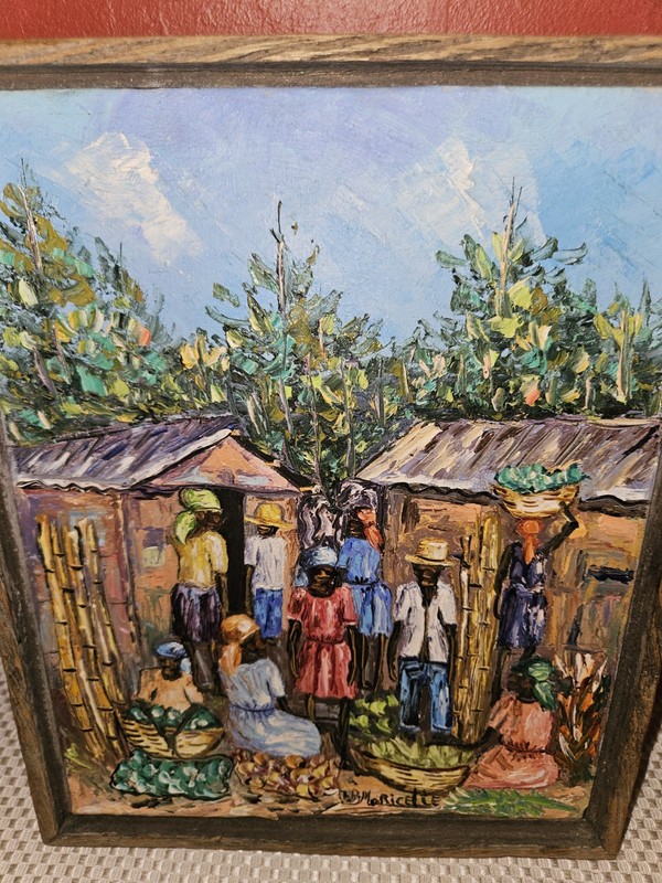 Famed Haitian painter JR Moricette original hand painting, framed and signed gallery