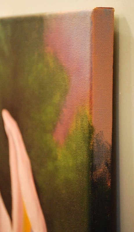Vintage PINK CALLA LILIES FLOWERS Original Art ACRYLIC PAINTING Signed 24" x 18" gallery