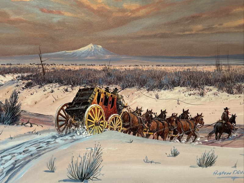 Austin Deuel Painting Landscape Wagon Frontier American Western Stagecoach