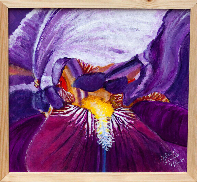 OOAK 2024 Painting «IRIS» 12″ x 12″ Acrylic on Stretched Canvas Framed Signed