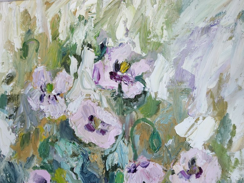 Floral Abstract Impressionist Swedish Painting by Bente Bjerregaard gallery